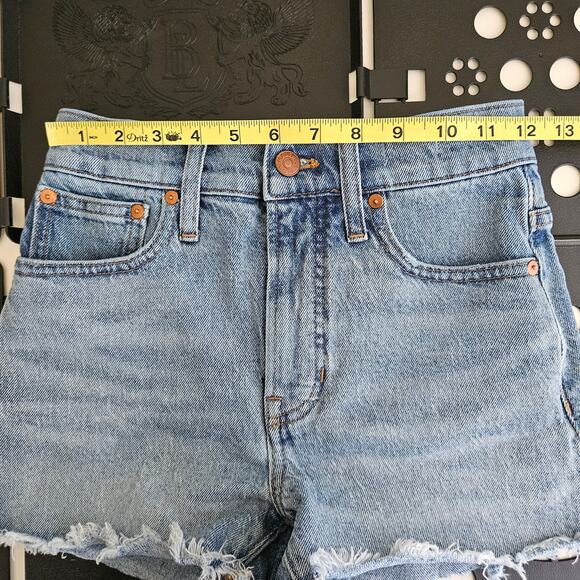 Madewell Blue Denim Cut-Off High Waist Jean Short Shorts | Women's 23 - Picture 5 of 15